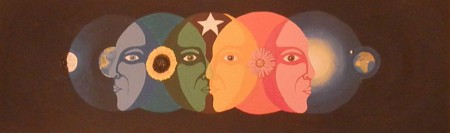 "cosmic points of view" Acryl auf Leinwand 30 x 90, 2015