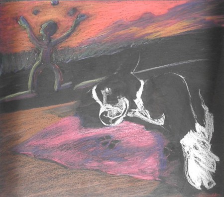 "Flöff" Neocolor auf Papier 35 x 30, 2014