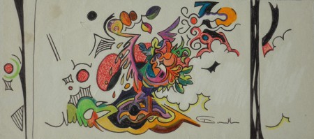 "the observer" Kugelschreiber und Buntstifte auf Papier, 1999